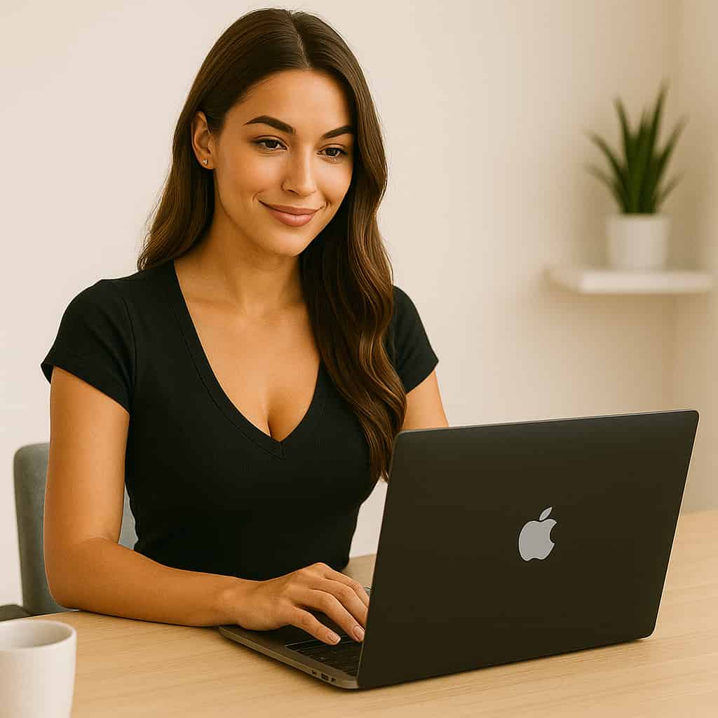 Woman using Claripen Chrome extension